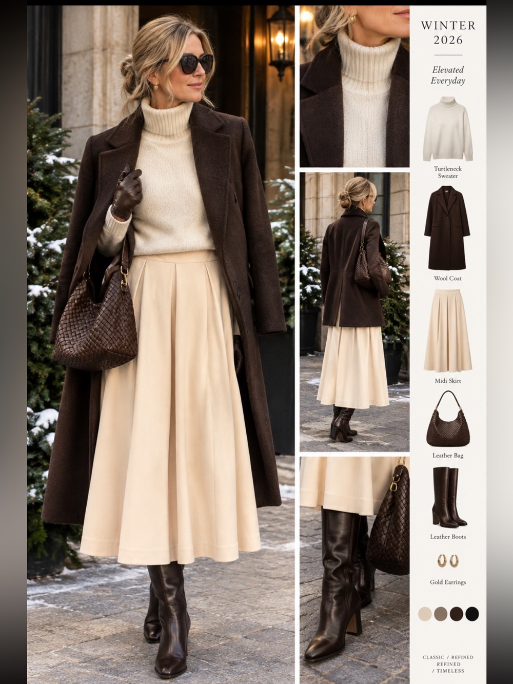 Front Pleated A-Line Midi Skirt